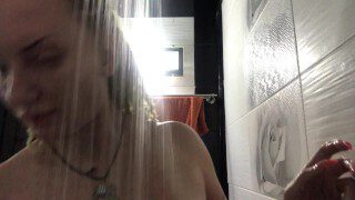 Sexy milf washes her armpits in the shower part 1
